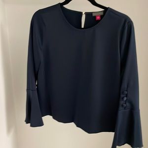 Vince Camuto blouse size small navy blue with bell sleeves